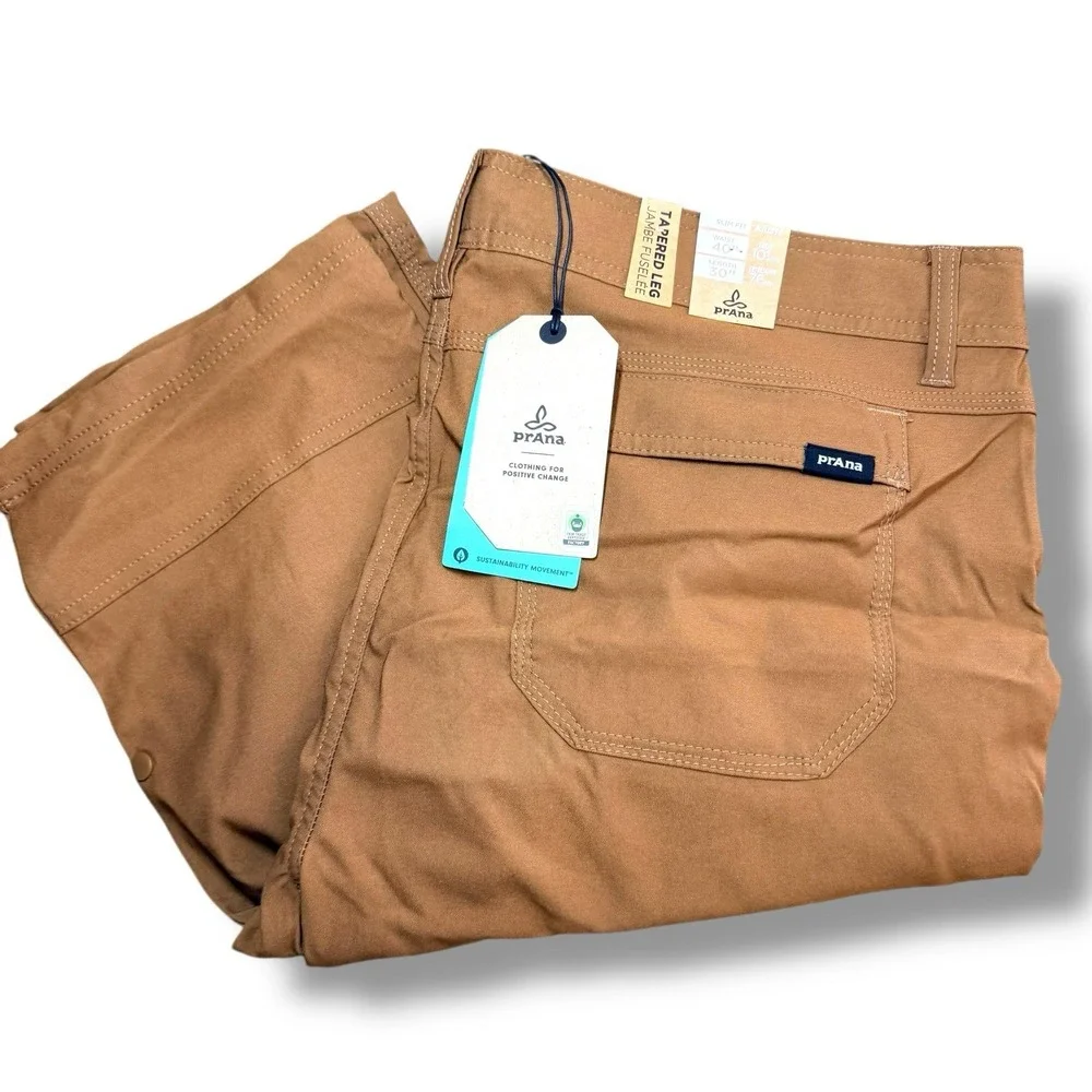 Prana Stretch Zion‎ Pant II Slim Fit Tapered Leg Mens 38 X 30 Sepia Brown NEW